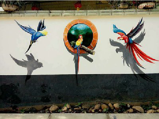 双峰视觉错位-3D墙绘设计