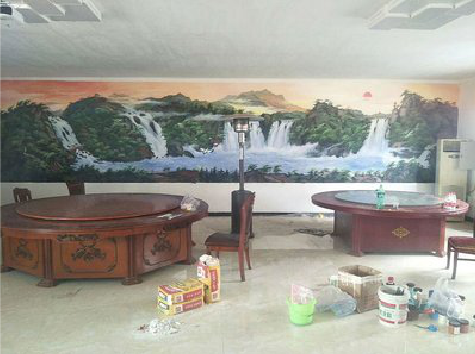 双峰墙绘-写实风景