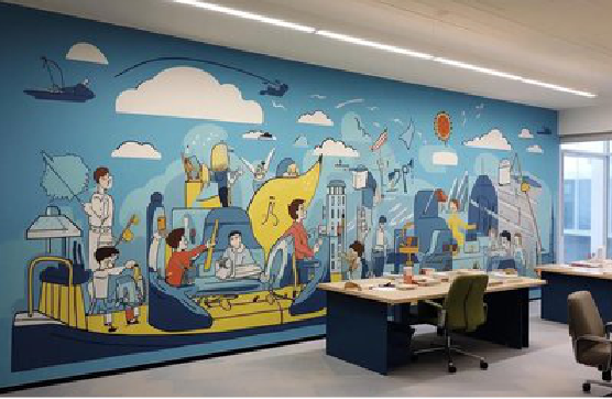 双峰办公室墙绘的特点。