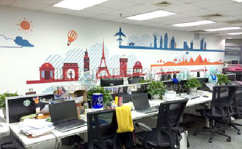 双峰教你设计办公室墙绘的方法。