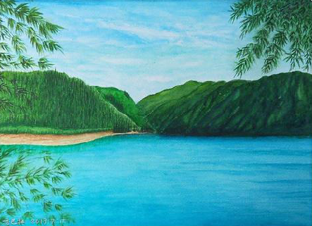 双峰在墙绘中，如何绘画绿水青山？