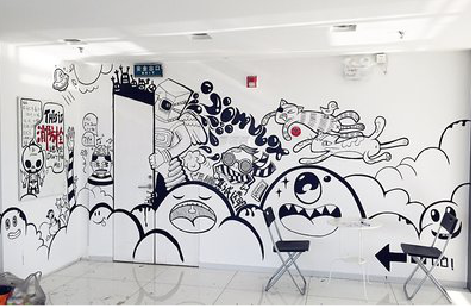 双峰手绘墙并非传统涂鸦。